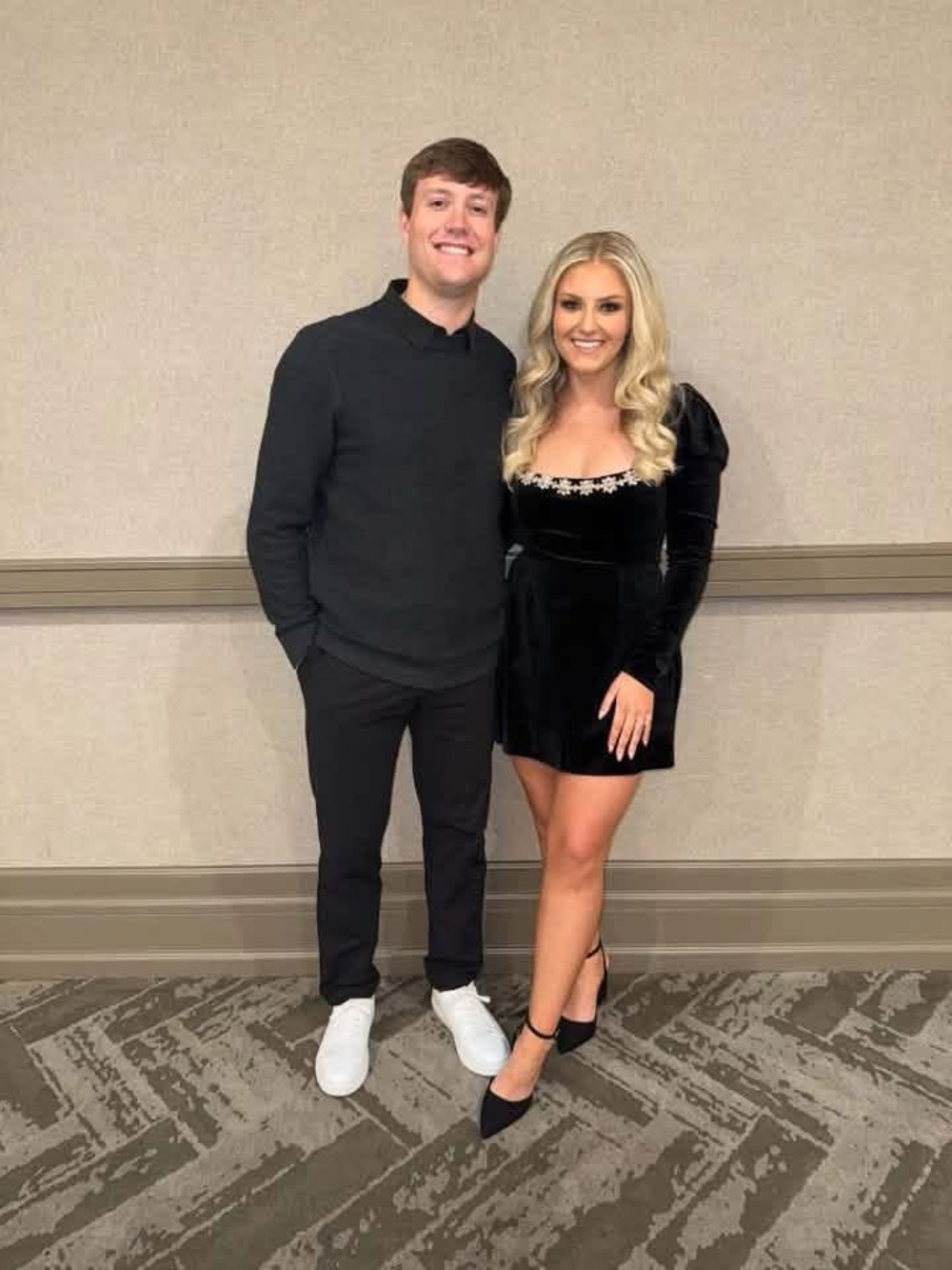 REVOLVE Black Velvet Long Sleeve Mini Dress
